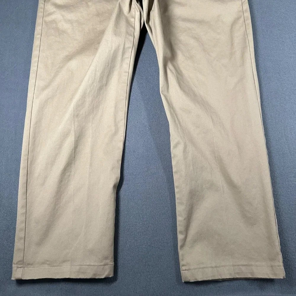 Lands End Mens 38‎ Khaki Traditional Fit Flat Front Chino Pants Pockets